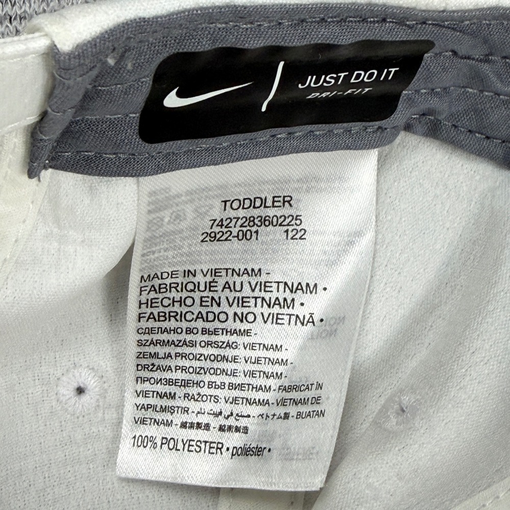 Nike Dri-FIT Toddler White Baseball Hat Multi Color Swoosh Rainbow Stitch - Picture 4 of 11